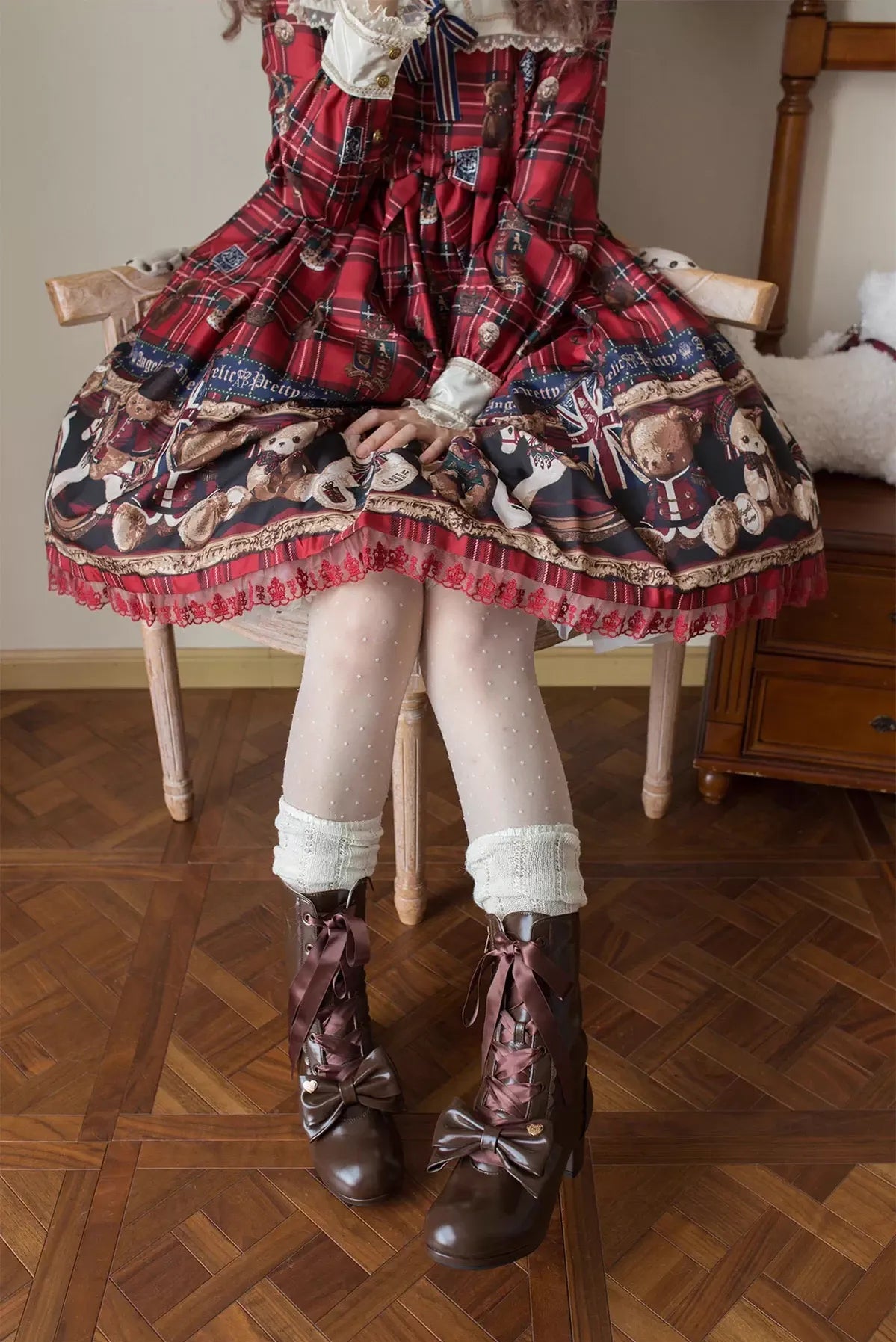 Sheep Puff - Snowy Mochi - Kawaii Lolita Winter Boots, Detachable Fur Trim