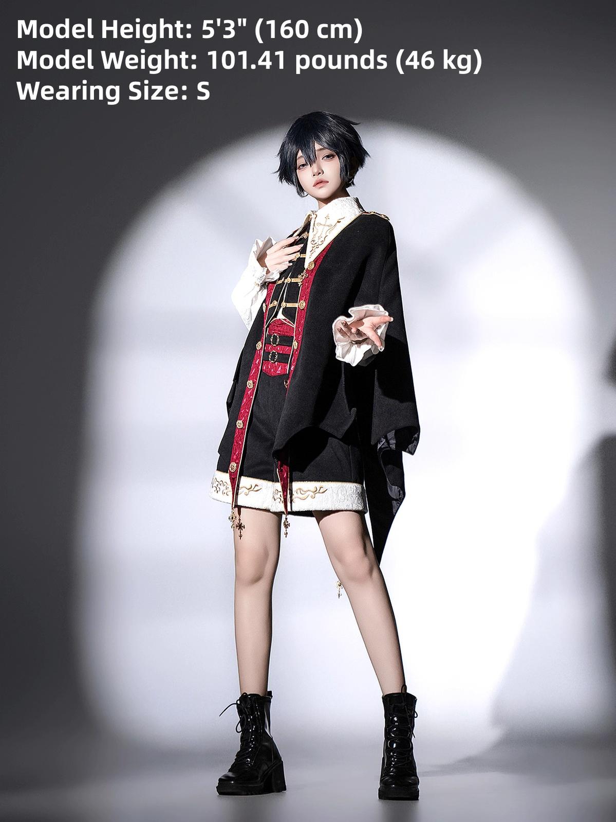 Your Princess - Vampire Youth - Ouji Lolita Bat Shaped Cape Set, Gold Embroidery & Red Accents