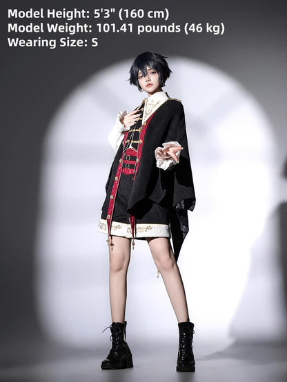 Your Princess - Vampire Youth - Ouji Lolita Bat Shaped Cape Set, Gold Embroidery & Red Accents