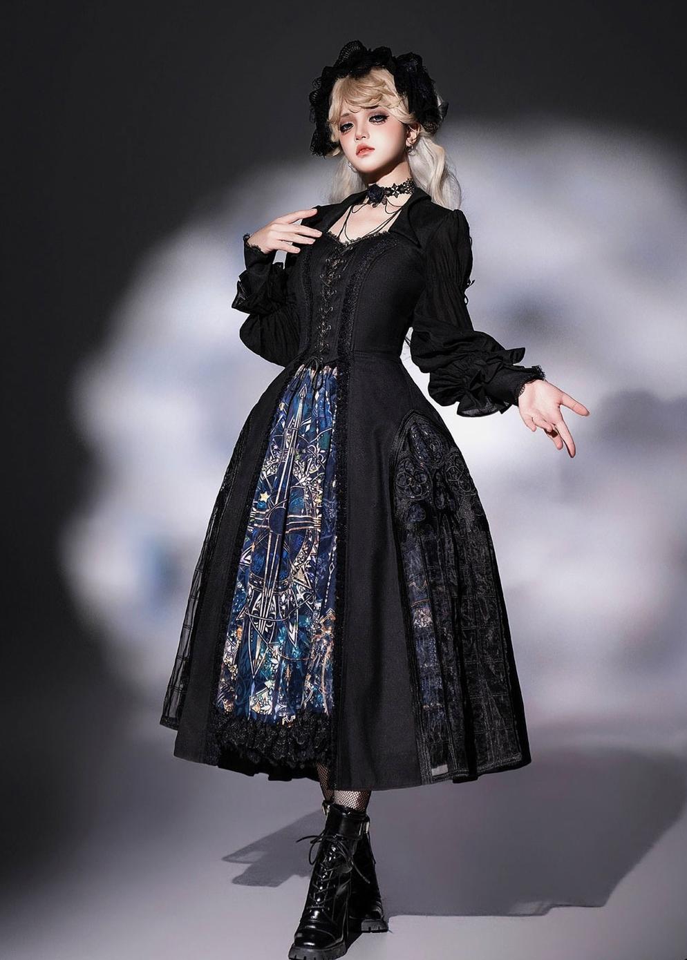 Susin Lolita - Night Traveler - Gothic Lolita Skirt Long Coat Long-Sleeved Shirt and Bustier
