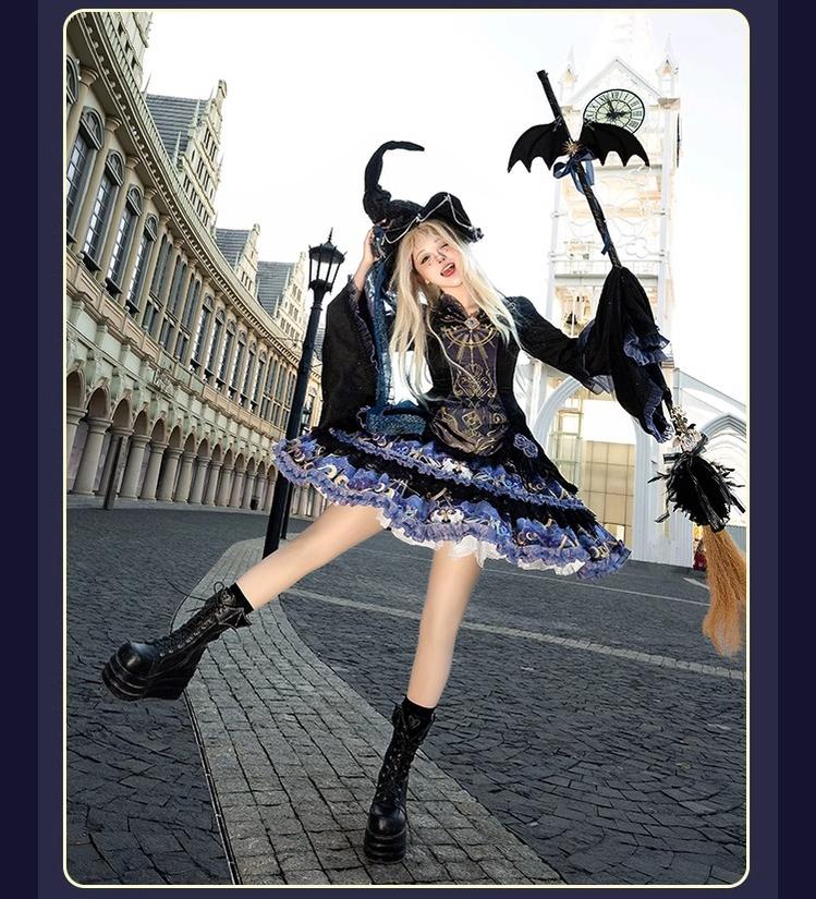 YingLuoFu - Astro Cat - Gothic Lolita OP Suit Witch Lolita Dress and Shawl