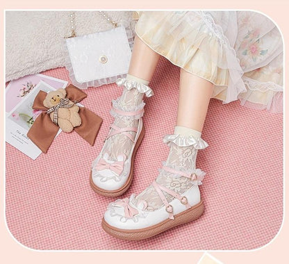 Yana - Sweet Bunny - Sweet Lolita Flat Shoes with Ear and Bow Decorations