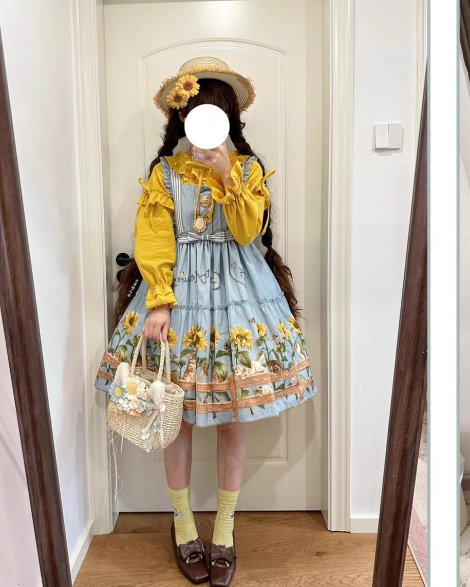 Polaris Lolita - Cat and Sunflower - Sweet Lolita JSK, Cat and Sunflower Print