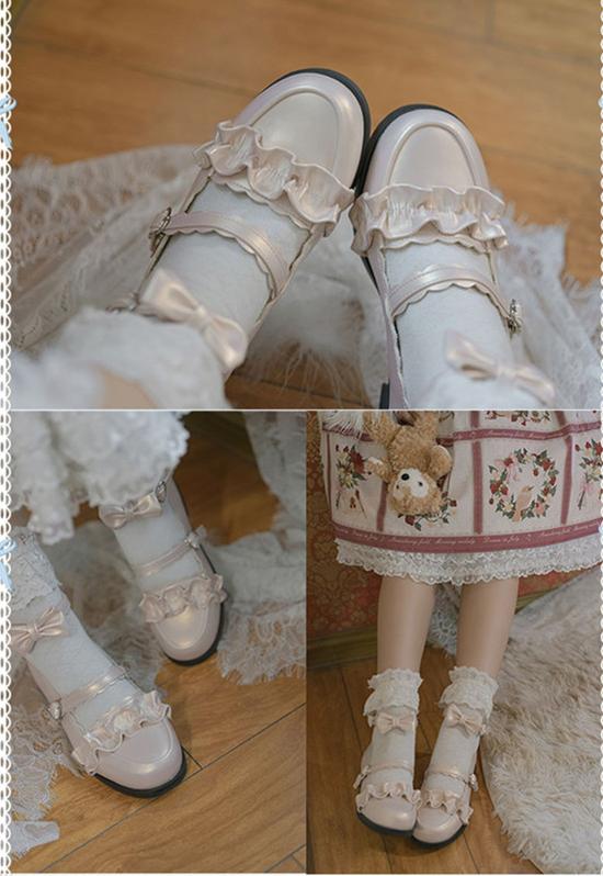 Sheep Puff - Mei Lulu - Lolita Japanese Lace Single Shoes