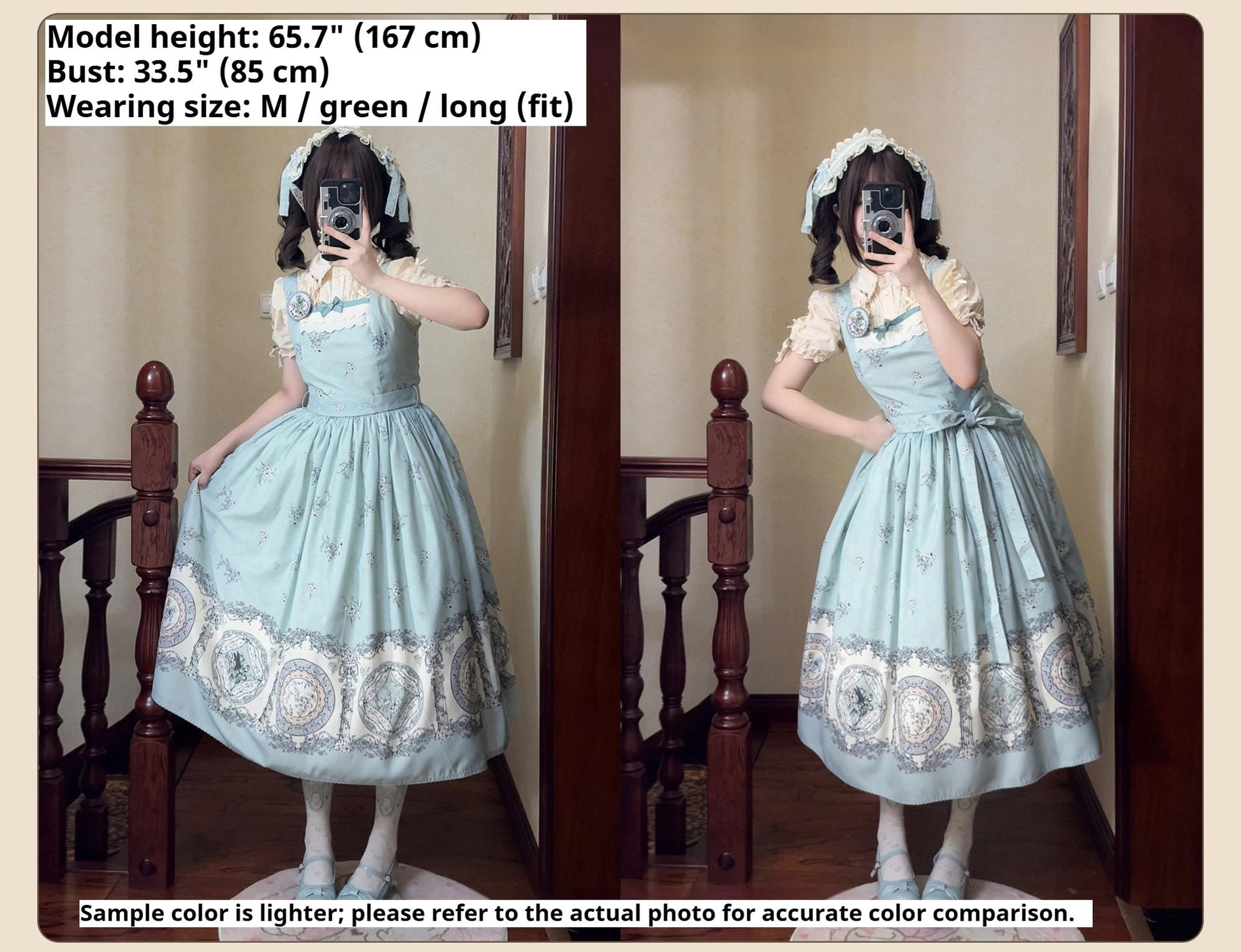 DreamWhale - Small Porcelain Plate - Classic Lolita JSK Printed Dress