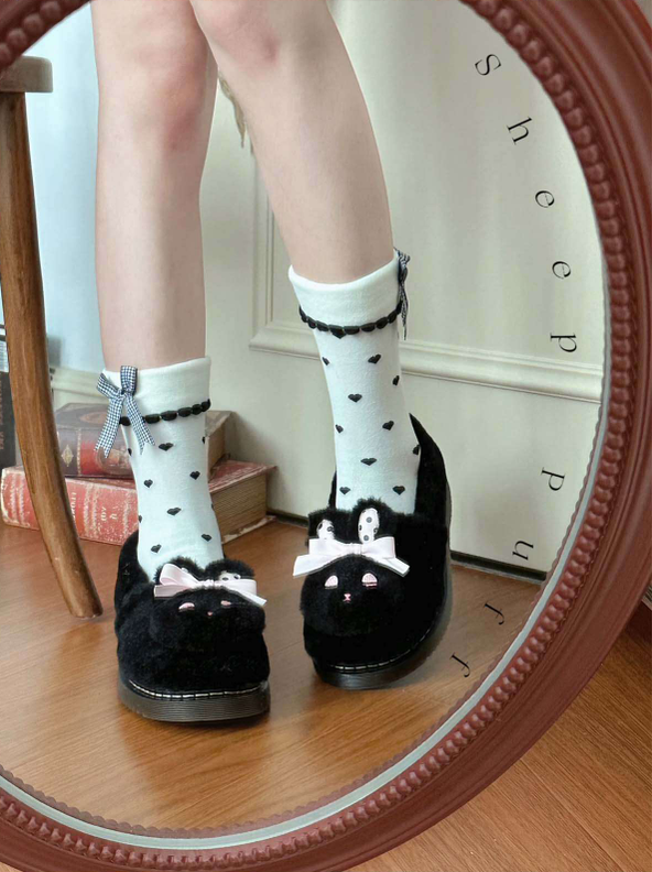 Sheep Puff - Rabbit Fur - Sweet Lolita Shoes Plush Rabbit Winter Lolita Shoes