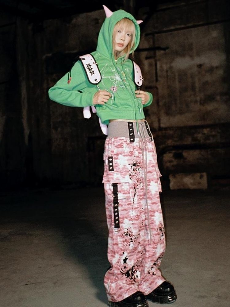 Crackle Print Pointed Short Sweatshirt Jacket【s0000004815】