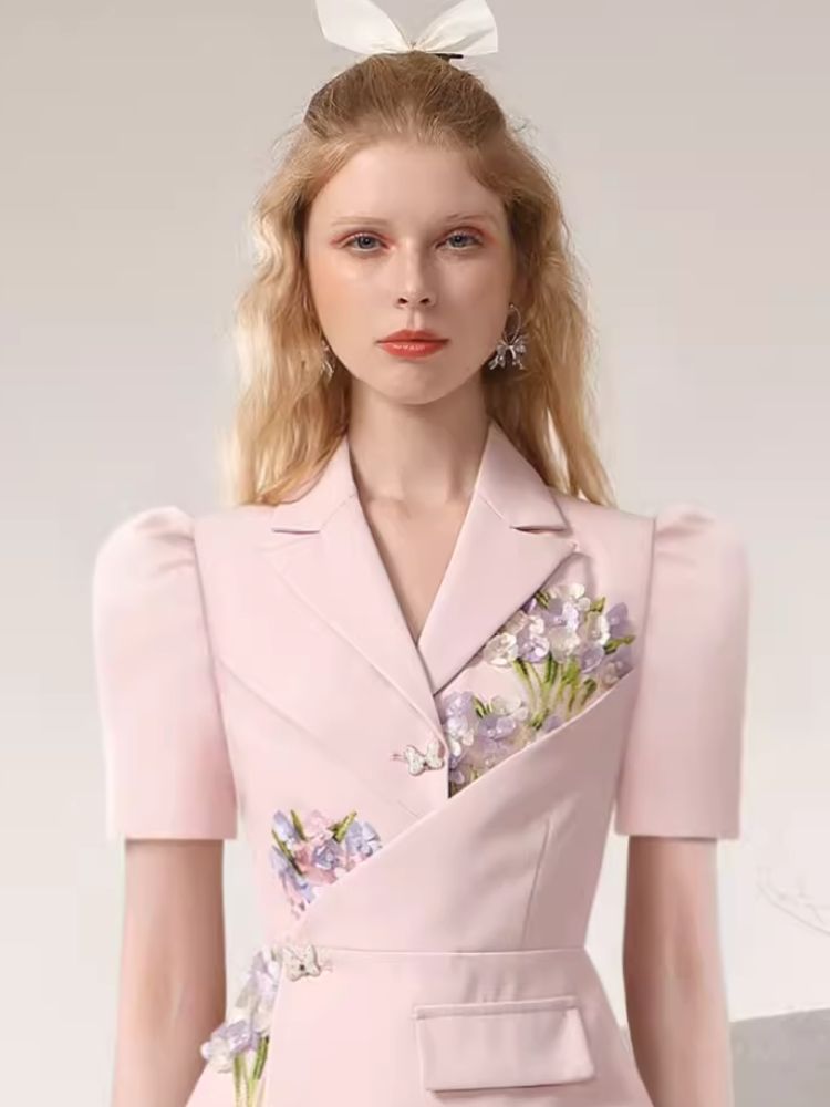 Irregular Gentle Pink Suit Dresses【s0000007283】