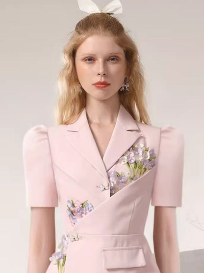 Irregular Gentle Pink Suit Dresses【s0000007283】