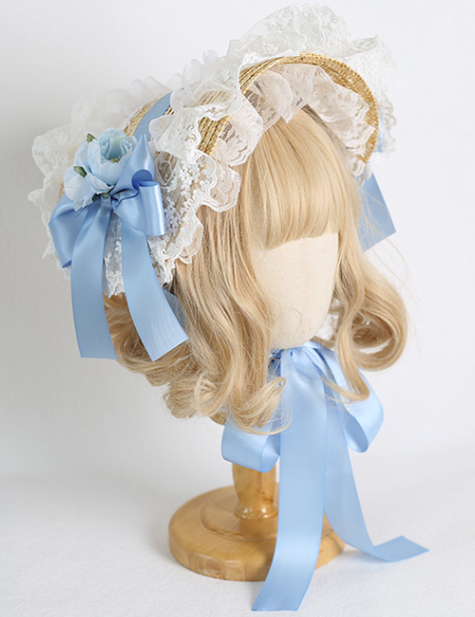 Xiaogui - Sweetie Zhi Fan - Country Lolita Lace French Straw Hat