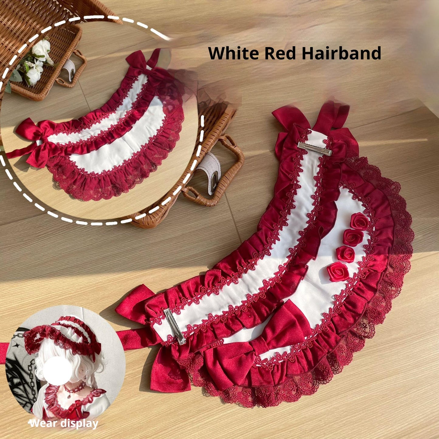 Uncle's Workshop - Stacked - Lolita Accessory Set Hairband Bow Trailing Brooch Choker