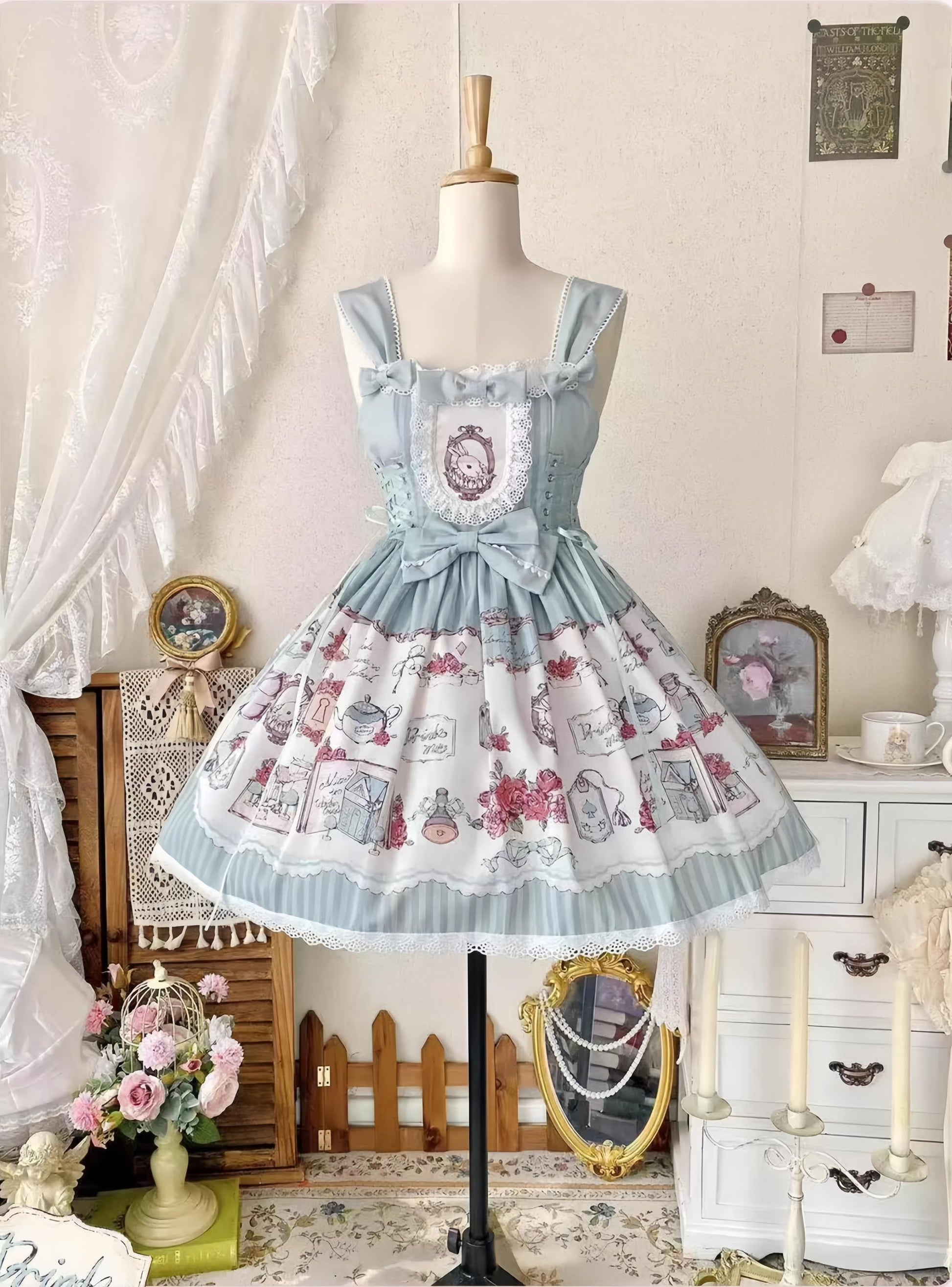 MeowMeow - Rabbit Collection Box - Bunny Print Kawaii Lolita JSK Dress, 3 Colors