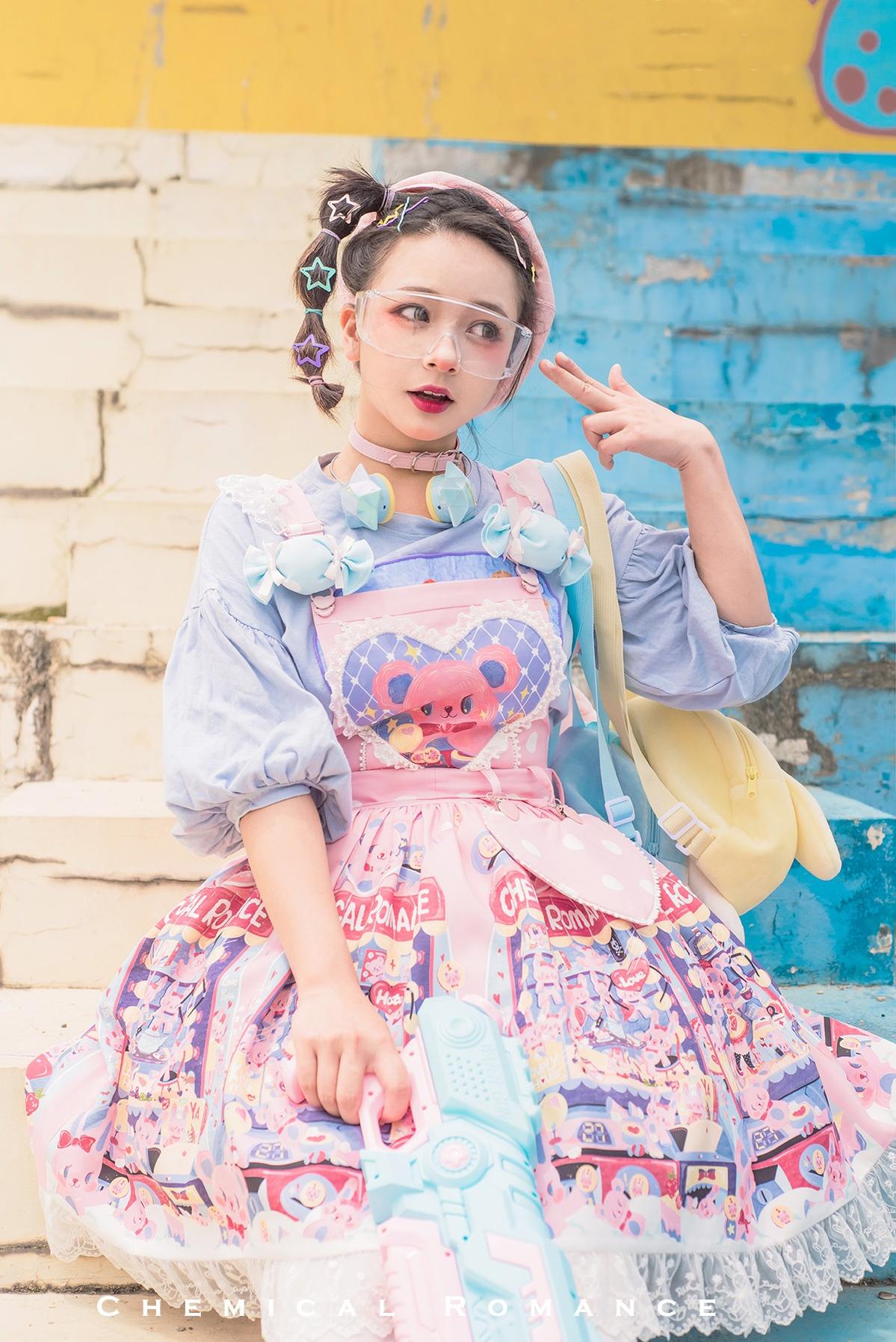 Chemical Romance - Sweetheart Doll Machine - Sweet Lolita Printed Salopette