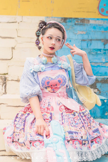 Chemical Romance - Sweetheart Doll Machine - Sweet Lolita Printed Salopette