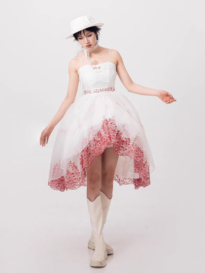 ZJstory - Sonnet Summer - Sweet Lolita Dress Set Embroidery Shirt Tiered Jumper Dress