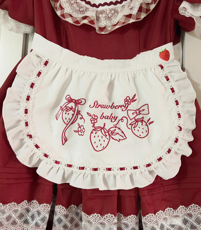 Sugar Girl - Strawberry Tea - Sweet Red Lolita OP Dress Short Sleeve Apron Dress