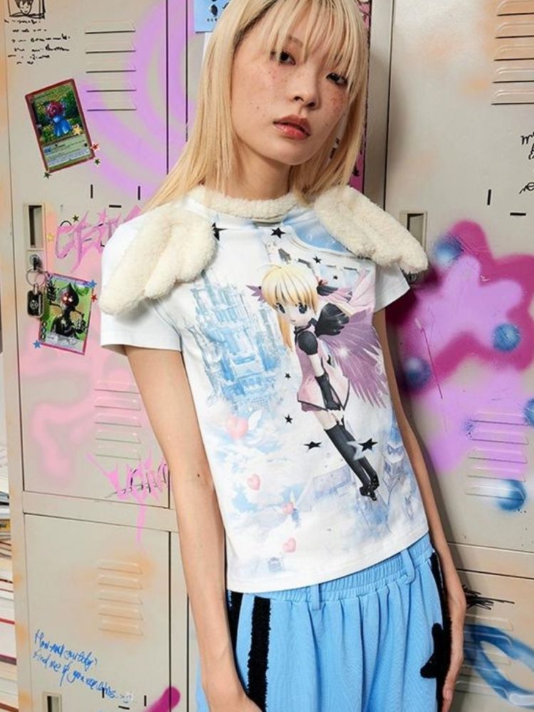 Angel Print Wings T-Shirt【s0000003158】