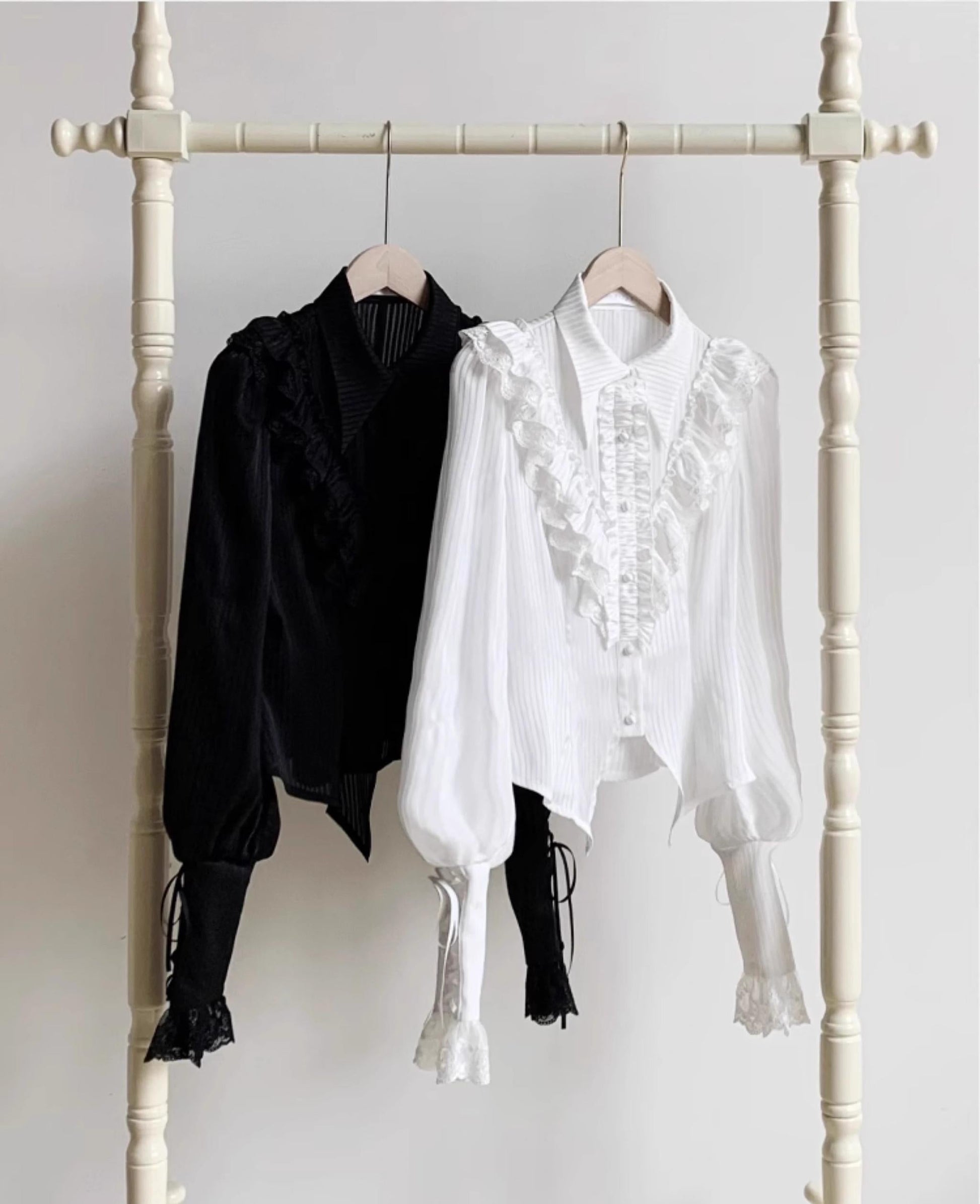 With PUJI - Charlotte - Elegant Lolita Blouse Summer Shirt with Lantern Sleeves