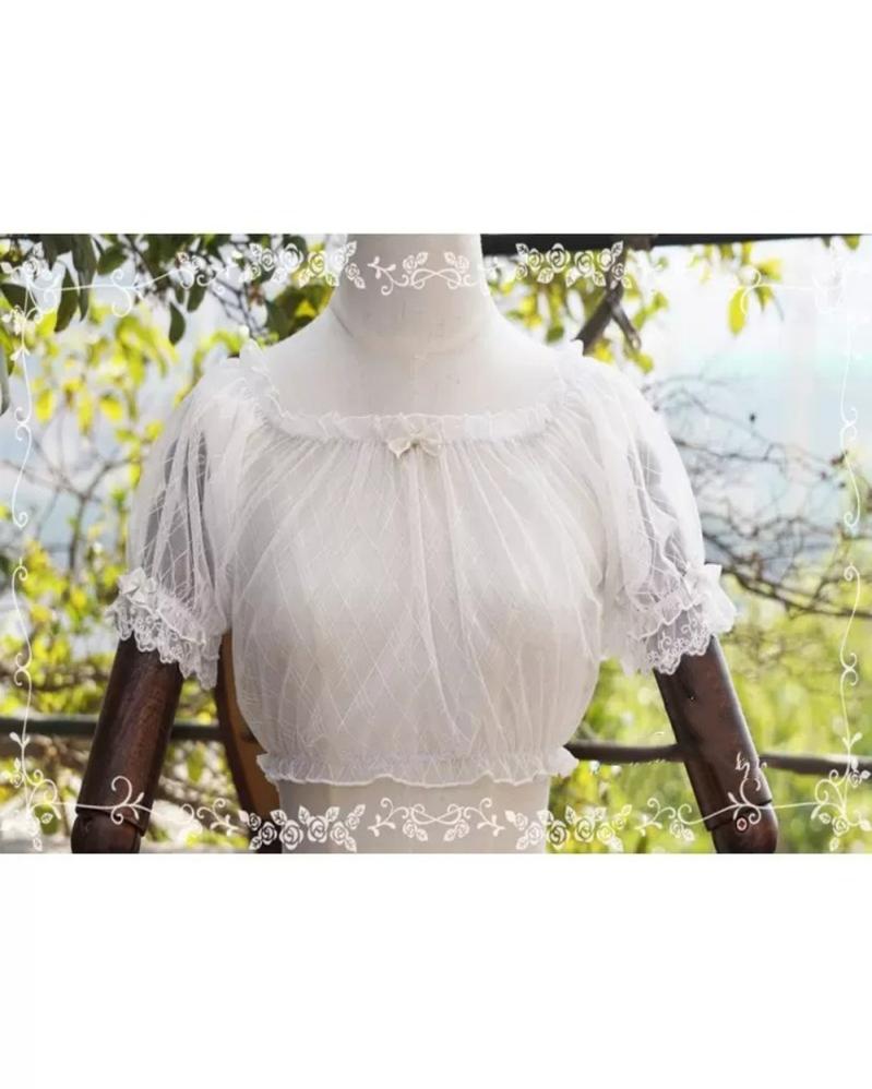 Tiny Garden - Summer Refreshment - Elegant Lolita Summer Lace A-line Neckline Blouse