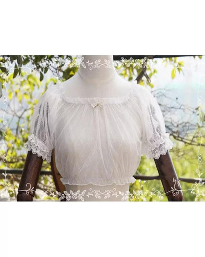 Tiny Garden - Summer Refreshment - Elegant Lolita Summer Lace A-line Neckline Blouse
