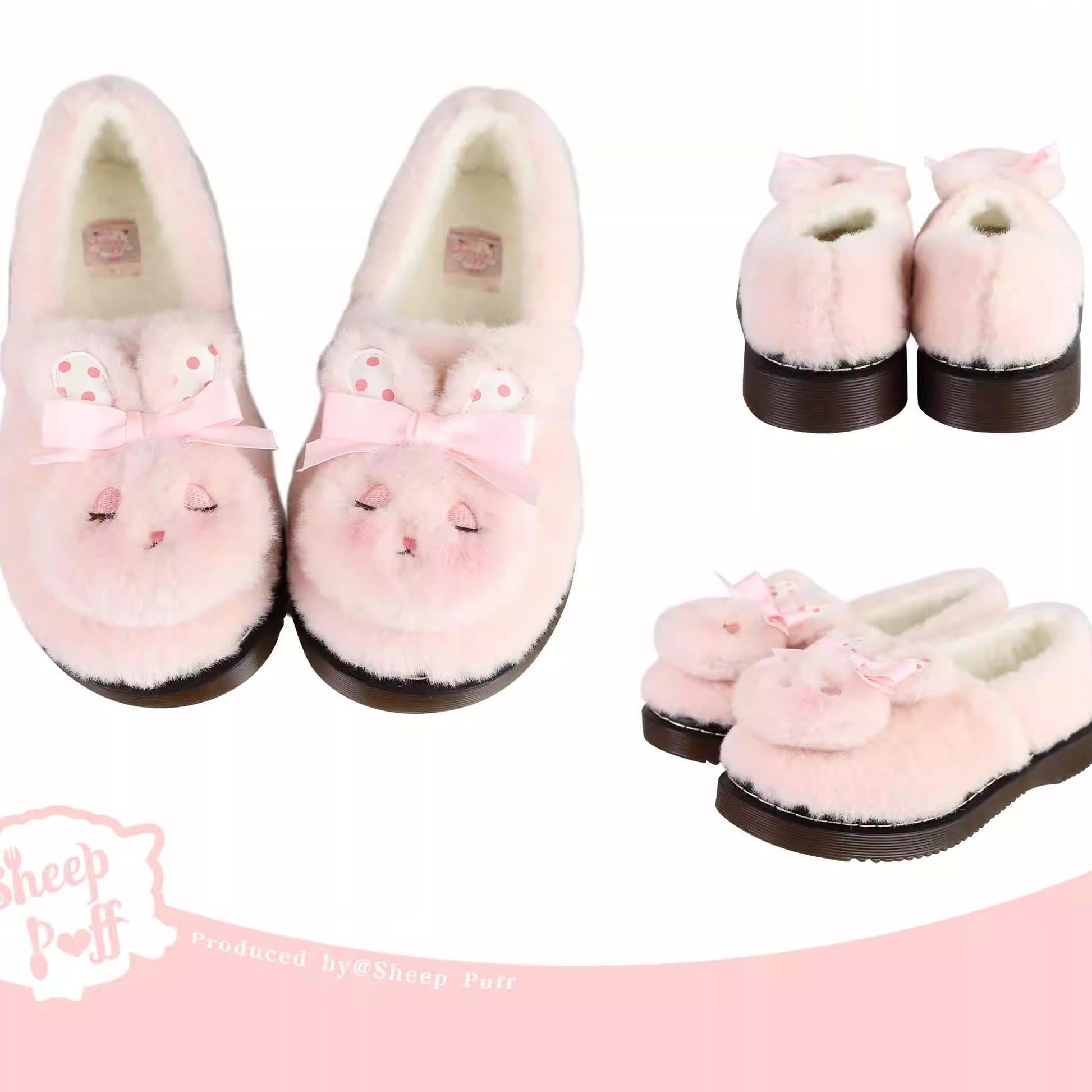 Sheep Puff - Rabbit Fur - Sweet Lolita Shoes Plush Rabbit Winter Lolita Shoes