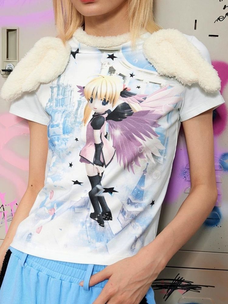 Angel Print Wings T-Shirt【s0000003158】