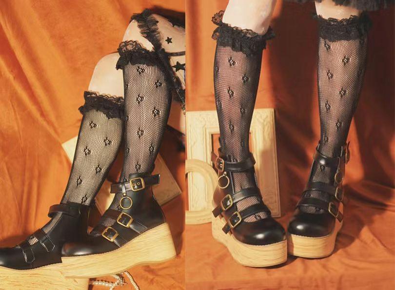 MODO - Retro Lolita Platform Shoes Round Toe Thick Sole