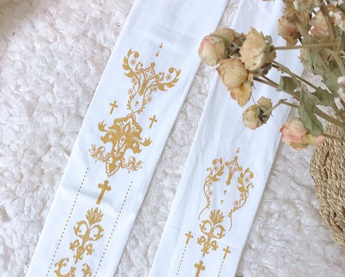 Wulala Mew - Elegant Lolita Pantyhose Daily Gold Foil Printing Tights