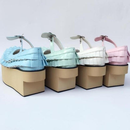 Antaina - Sweet Lolita Platform Shoes Lotus Leaf Edge Multicolor