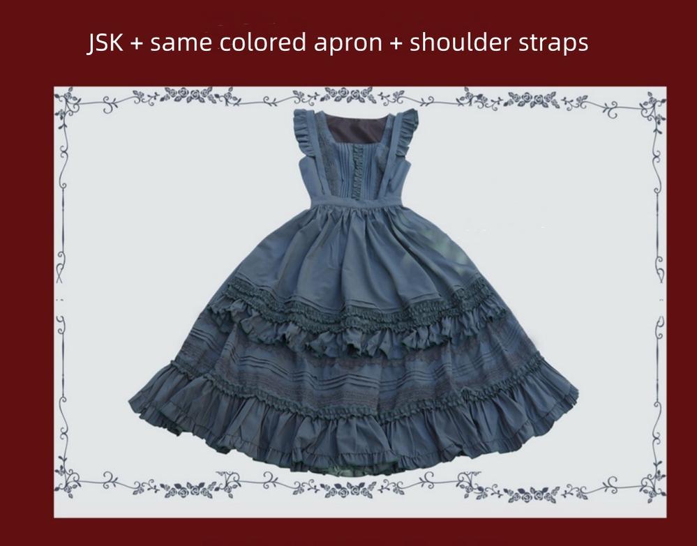 Tiny Garden - Nocturne Reminiscence - Elegant Lolita JSK Dress Multi-Wear Apron Dress Set