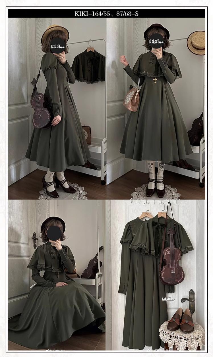 KINOKOKO - Aslan Blessings - Classic Lolita OP Seven-panel Slim Fit Dress with Cape