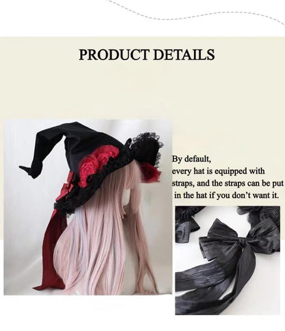 Xiaogui - Halloween Gothic Lolita Witch Hat Bow Velvet BNT