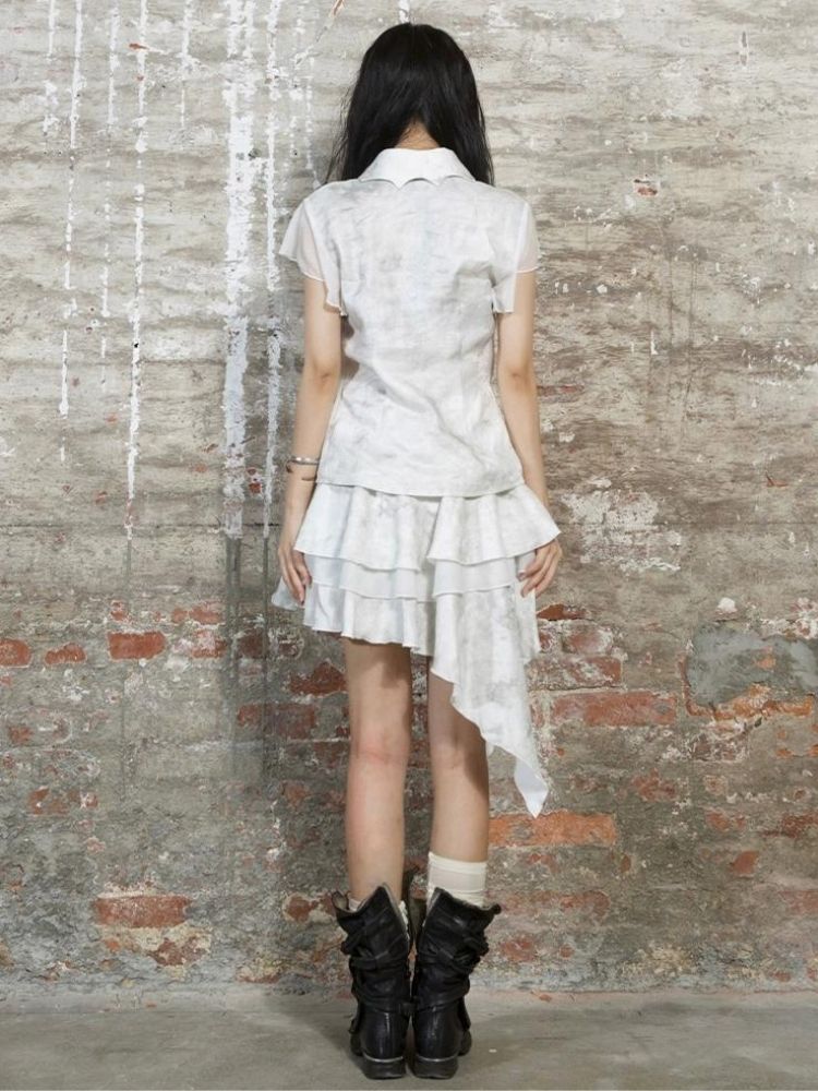 Stitching short-sleeved shirt【s0000003211】