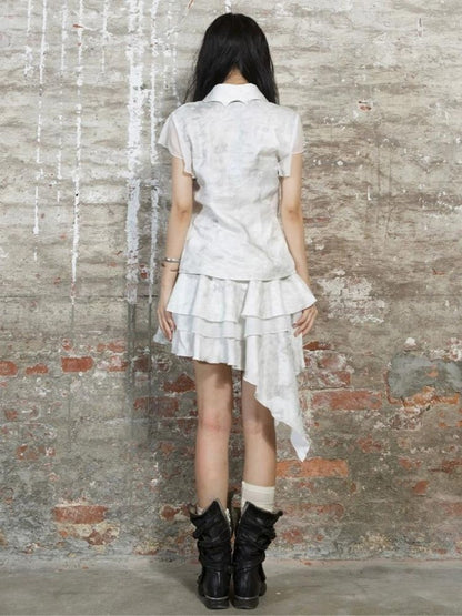 Stitching short-sleeved shirt【s0000003211】