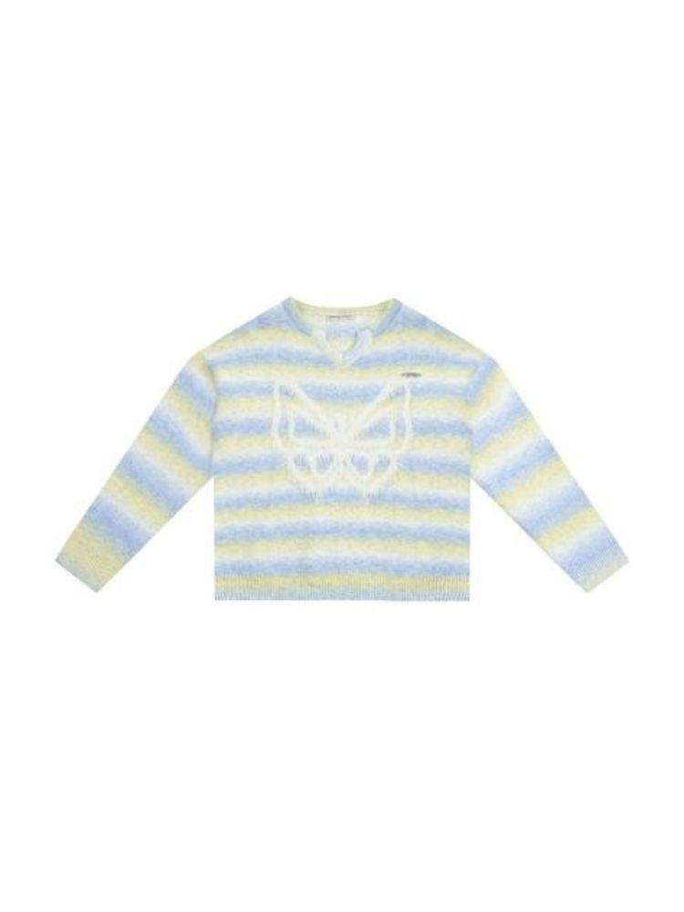 Striped Hairy Butterfly Thick Sweater【s0000006157】