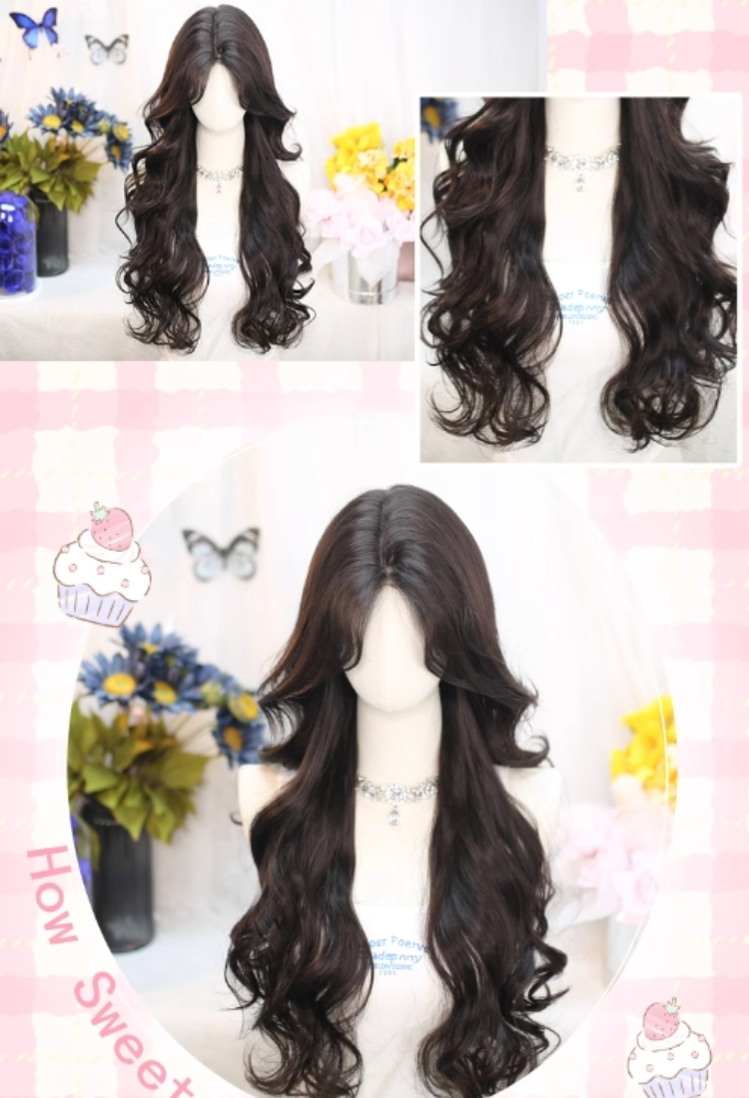 Dalao Home - Flower Season - 70 CM Lolita Wig Long Curls Eight Character Bangs