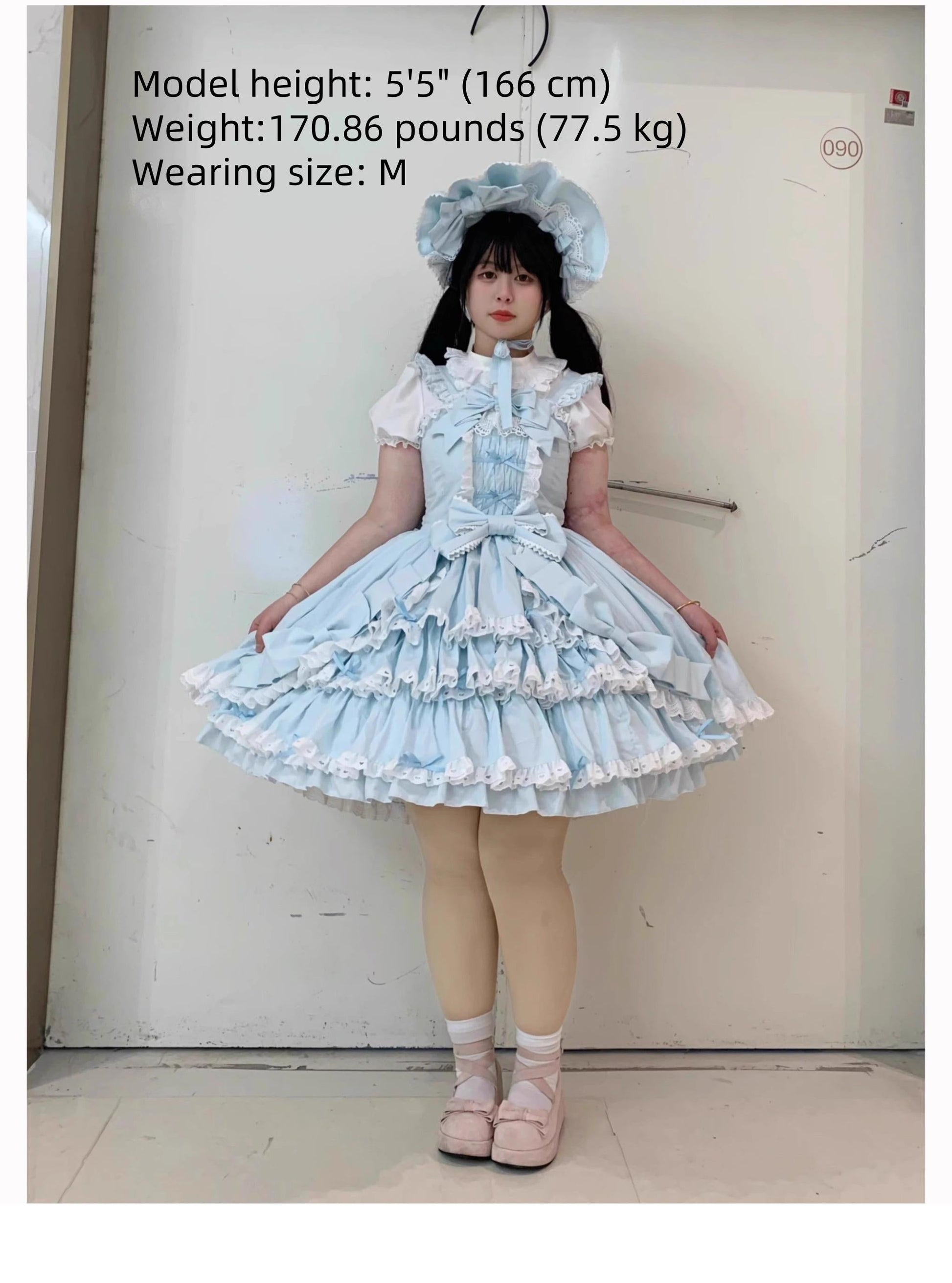 Chubby Cat Diary - Gryza - Plus Size Princess Lolita JSK, Cotton Tiered Ruffles