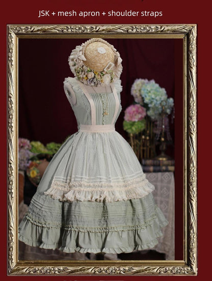Tiny Garden - Nocturne Reminiscence - Elegant Lolita JSK Dress Multi-Wear Apron Dress Set