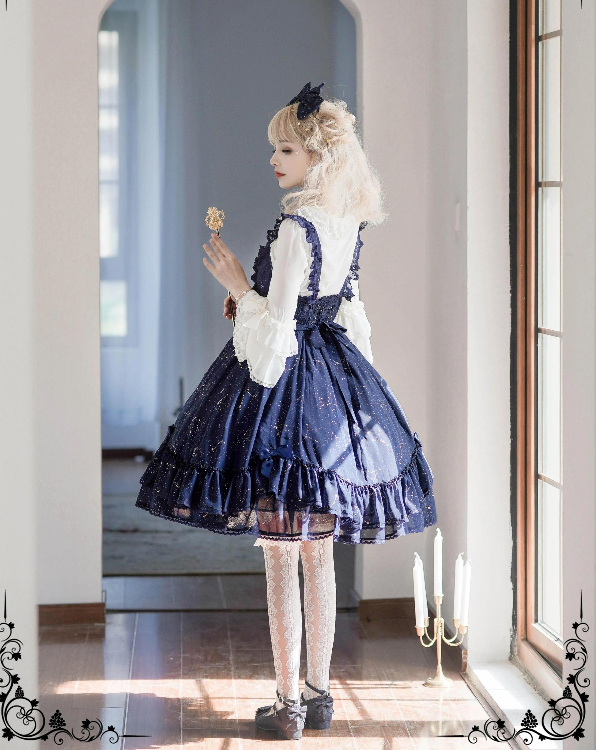 Sakuya Lolita - Whisper Of Stars - Constellation Foil Printing Elegant Lolita High Waist JSK Dress