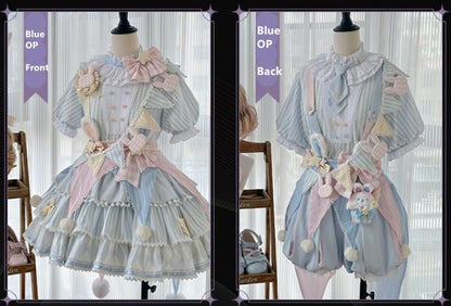 Forest Fluorescent Carps - Ouji Lolita OP Dress Circus Lolita Strip Prince Suit