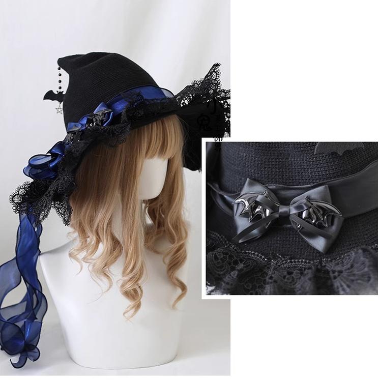 Xiaogui - Halloween Lolita Hat Devil Lace Woolen Witch Hat