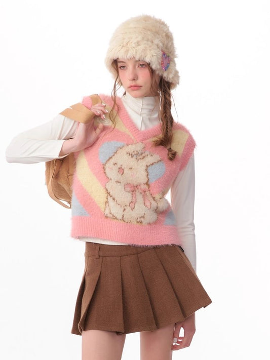 Pink Rabbit Love Knit V-Neck Sweater Vest【s0000006142】