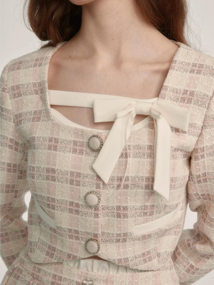 Fragrance Style Plaid Pleated Skirt Suit【s0000003452】