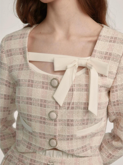 Fragrance Style Plaid Pleated Skirt Suit【s0000003452】