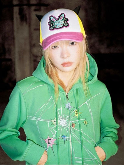 Crackle Print Pointed Short Sweatshirt Jacket【s0000004815】