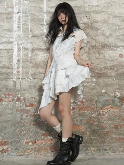 Stitching short-sleeved shirt【s0000003211】