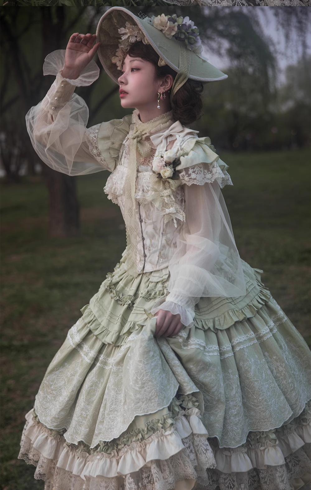 ZJstory - 14-line Poem Set - Classic Lolita Separate Dress Set Tiered Ruffles Skirt