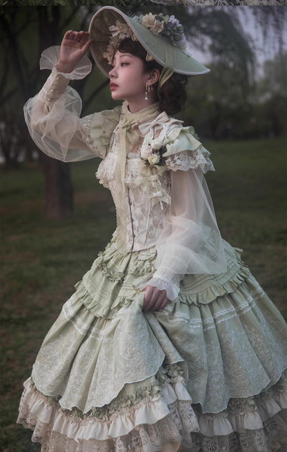 ZJstory - 14-line Poem Set - Classic Lolita Separate Dress Set Tiered Ruffles Skirt