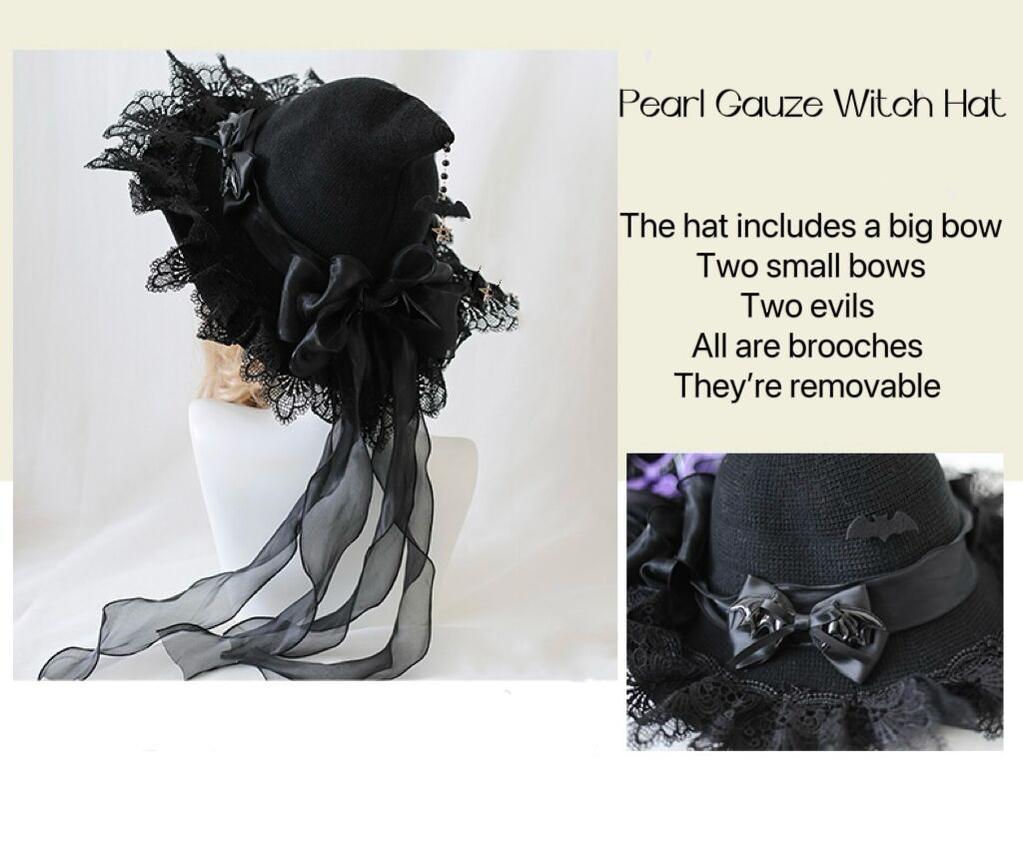 Xiaogui - Halloween Lolita Hat Devil Lace Woolen Witch Hat