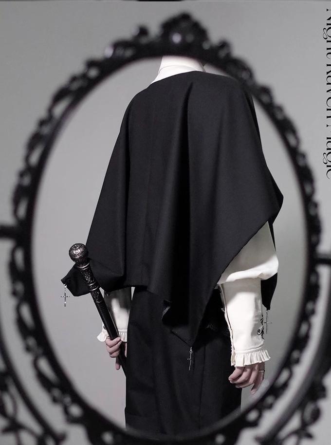 CastleToo - Night Raven Magic - Ouji Lolita Dress Set, Suspender Shorts & Cape